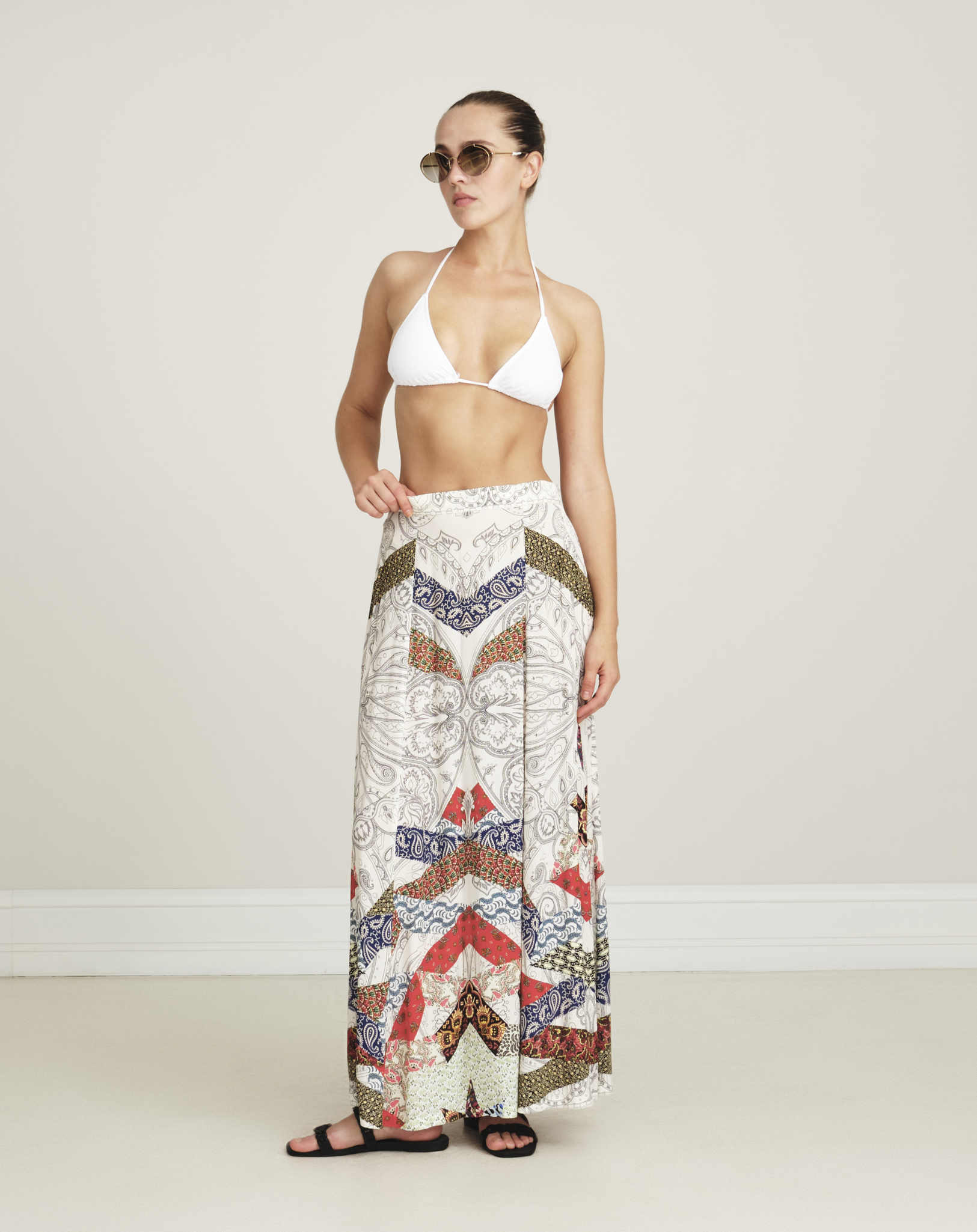 Etro- Multicolor Silk Blended Long Skirt